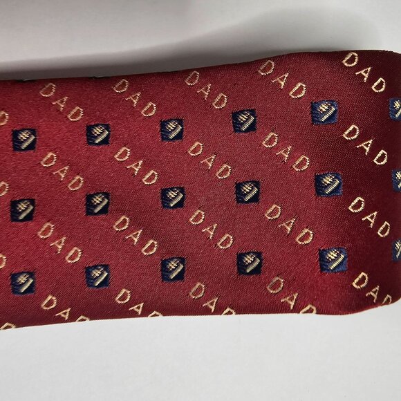 Dad Graphic Patterned Red Blue Necktie Men Neck Tie - Picture 4 of 9